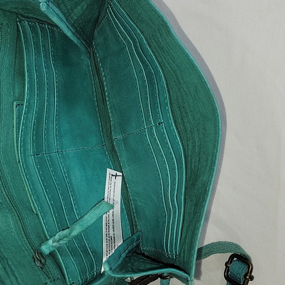 Free People Teal Leather Clutch Crossbody Shoulder Bag